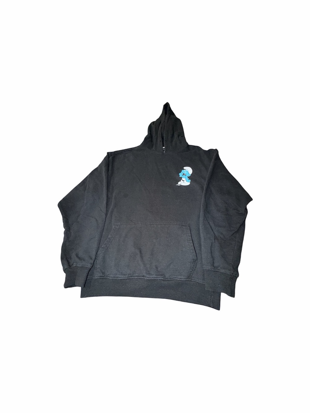The Smurfs Black Graphic Hoodie Sz L Sleepy Smurf Mushroom Pullover